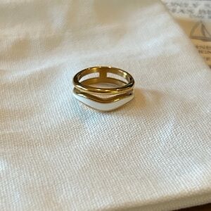 Atolea designer beachwear Gold and White Ring size 4